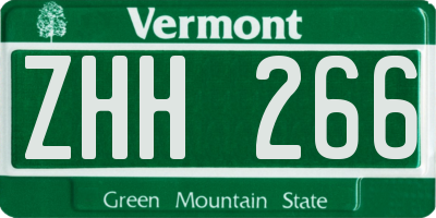 VT license plate ZHH266