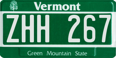 VT license plate ZHH267