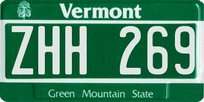 VT license plate ZHH269