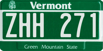 VT license plate ZHH271