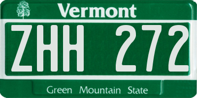 VT license plate ZHH272