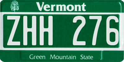 VT license plate ZHH276
