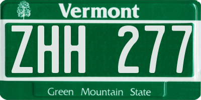 VT license plate ZHH277
