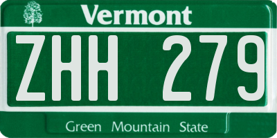 VT license plate ZHH279