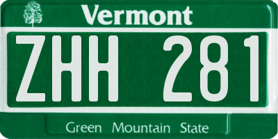 VT license plate ZHH281
