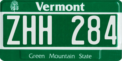 VT license plate ZHH284
