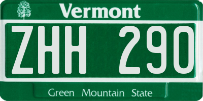 VT license plate ZHH290
