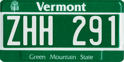 VT license plate ZHH291