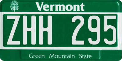 VT license plate ZHH295