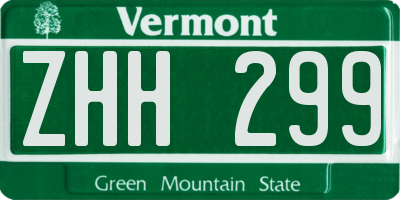 VT license plate ZHH299