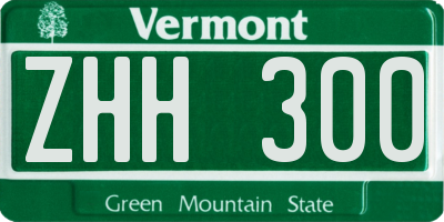 VT license plate ZHH300