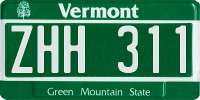 VT license plate ZHH311