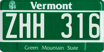 VT license plate ZHH316