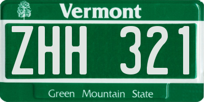 VT license plate ZHH321