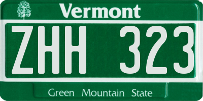 VT license plate ZHH323