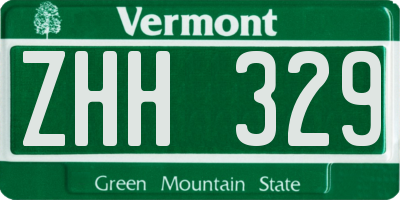 VT license plate ZHH329