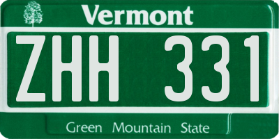 VT license plate ZHH331