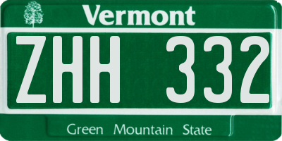 VT license plate ZHH332