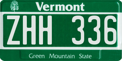 VT license plate ZHH336