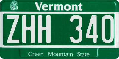 VT license plate ZHH340