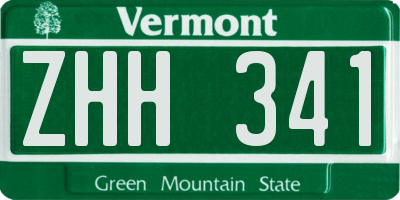 VT license plate ZHH341
