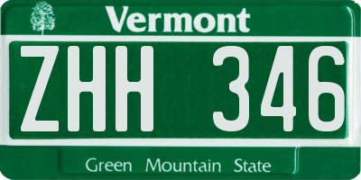 VT license plate ZHH346