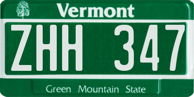 VT license plate ZHH347