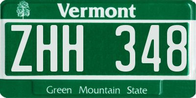 VT license plate ZHH348