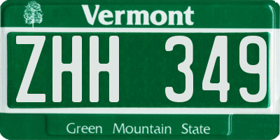 VT license plate ZHH349
