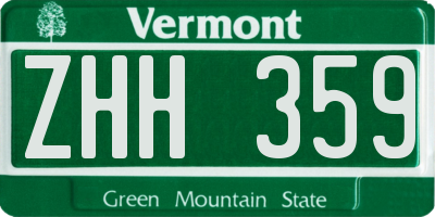 VT license plate ZHH359