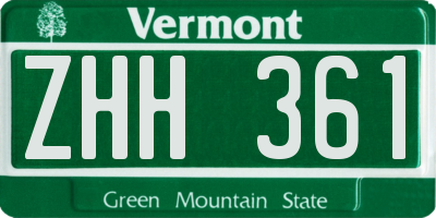 VT license plate ZHH361