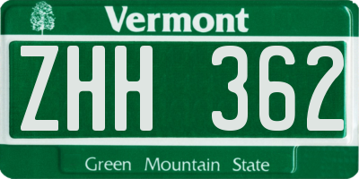 VT license plate ZHH362