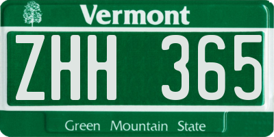 VT license plate ZHH365
