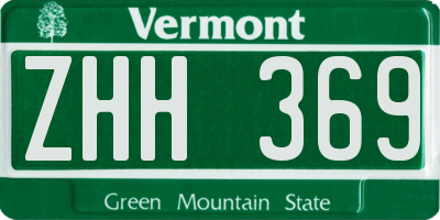 VT license plate ZHH369