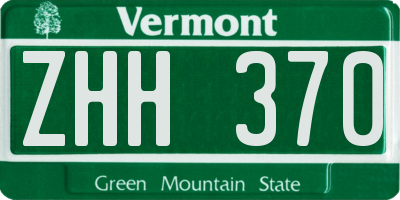 VT license plate ZHH370