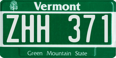 VT license plate ZHH371