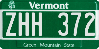 VT license plate ZHH372