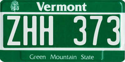 VT license plate ZHH373