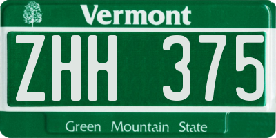VT license plate ZHH375