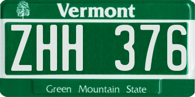 VT license plate ZHH376