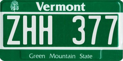 VT license plate ZHH377