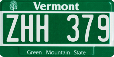VT license plate ZHH379