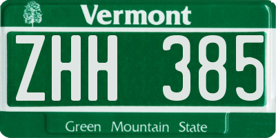 VT license plate ZHH385