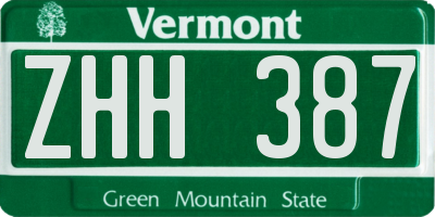 VT license plate ZHH387