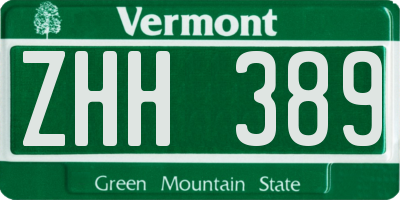 VT license plate ZHH389