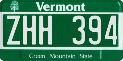 VT license plate ZHH394