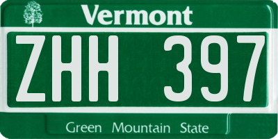 VT license plate ZHH397