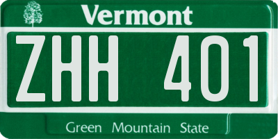 VT license plate ZHH401