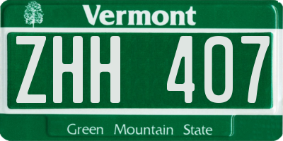 VT license plate ZHH407