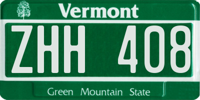VT license plate ZHH408